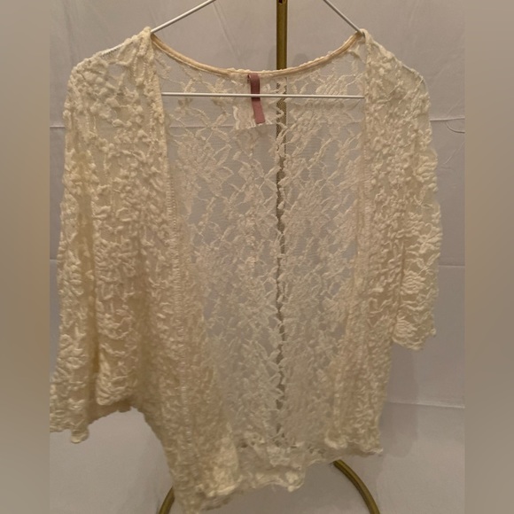 WHITE lace half sleeve cardigan Medium - Picture 2 of 5